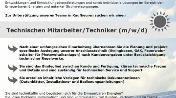 Technischen Mitarbeiter/Techniker (m/w/d)  gesucht in 87600 Kaufbeuren