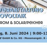 Infoveranstaltung Photovoltaik - Solarstrom und Solarspeicher lohnen sich