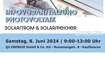 Infoveranstaltung Photovoltaik - Solarstrom und Solarspeicher lohnen sich