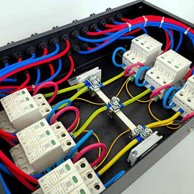 Kundenspezifische Anschlussboxen für AC-, Batterie- und PV-Anwendungen 6 Generatoranschlusskasten Überspannungsschutz PV Anschlussbox für 6 MPPT