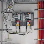Zwei QFire LITE Feuerwehrschalter zur Abschaltung mehrerer PV-Strings bei Fassaden-PV Mehrere QFire-LITE-Einheiten ermöglichen eine klare Zuordnung der PV-Strings zu Gebäudeabschnitten oder Etagen.